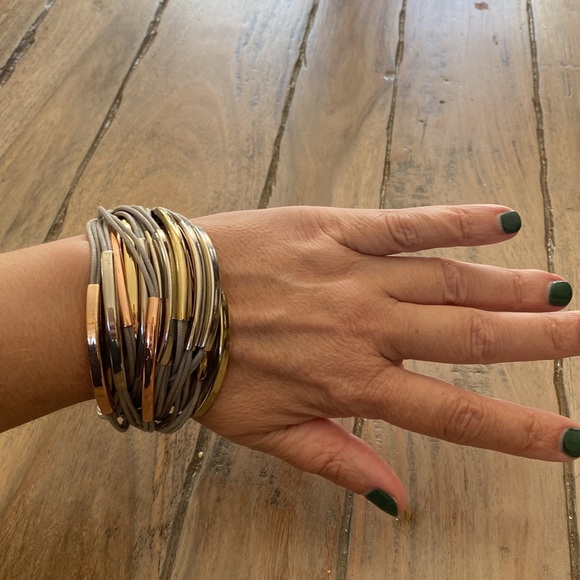 Gold Silver Rose Gold multi strand Bracelet New - Picture 6 of 11